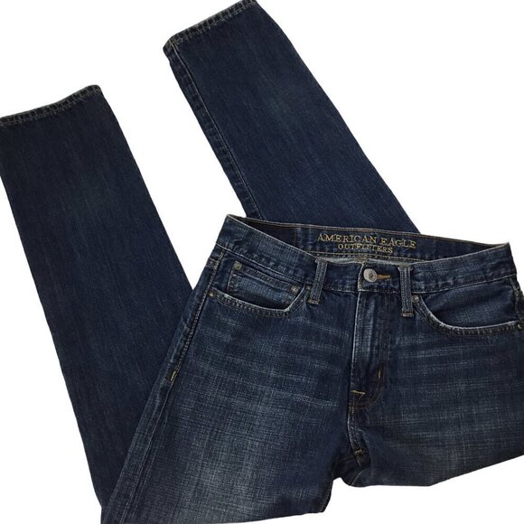 American Eagle AEO Jeans Slim Straight Leg Size 28 x 30 Style 2969 Blue Cotton - Picture 1 of 7